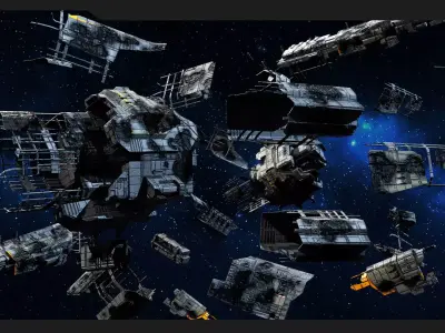 GSX - Spaceship Wreck Parts Low-poly 3D model