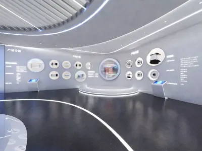 Futuristic Exhibition Interior Sci Fi Hall Low-poly 3D model buy