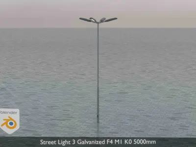 Street Light 3 Galvanized F4 M1 K0 5000mm  Low-poly 3D model