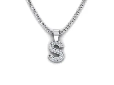 Pendant S letter with diamonds 3D print model
