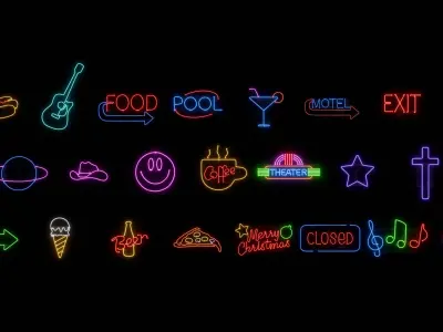 Neon Signs Asset Pack 3D model