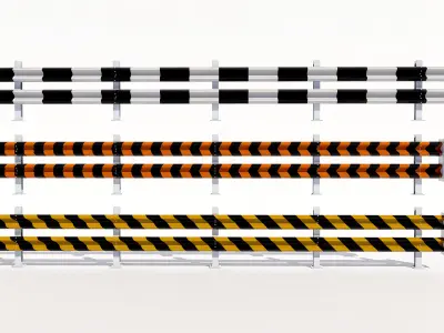 road fence kit  3D model Low-poly 3D model