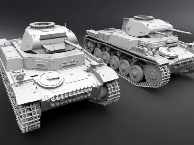 Panzer 2 C and F scale model 3D print model