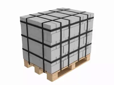 Concrete Blocks On Wood Pallet 3D model