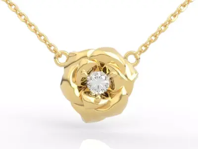 Stunning Rose Flower Necklace Pendant 3D print model
