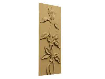 Organic Floral Bas-Relief  Wall Decor Set STL Mural CNC 394 3D model