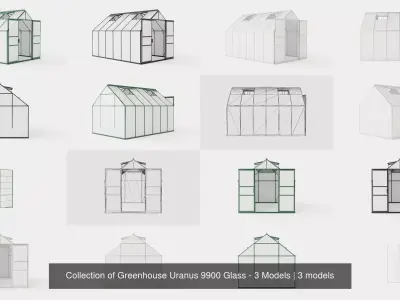Collection of Greenhouse Uranus 9900 Glass - 3 Models 3D Model Pack