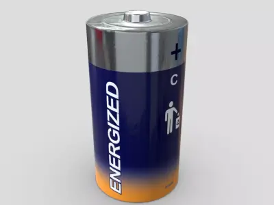 Battery C energized Low-poly 3D model