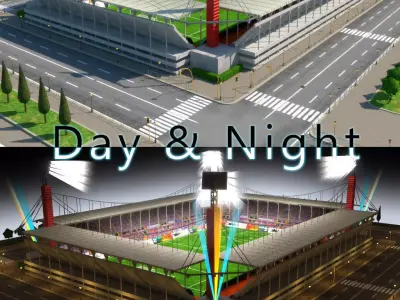 Stadium Level 6 Day-Night Low-poly 3D model