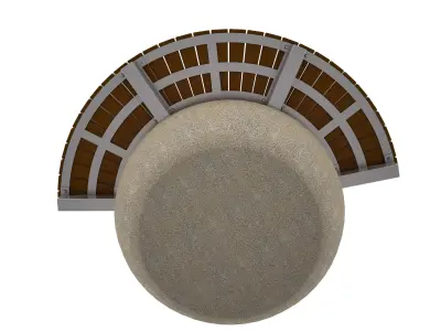 Balauwood Curved Outdoor Bench 3D model