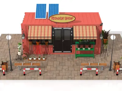 Container Flower Store Low-poly 3D model