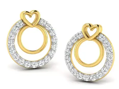 Gold Diamond Women Earring 3D print Model 3D print model 71