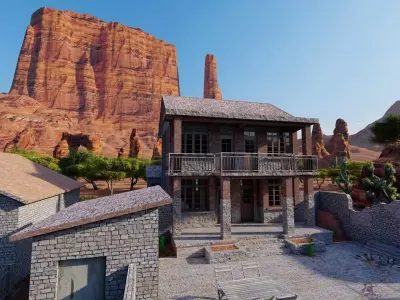 Vilage in forest-old house 3D model