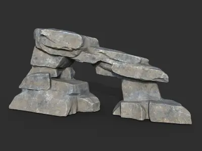 Low poly Big Rock Formation Pack 200928 - Gray Low-poly 3D model