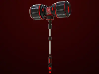Sci Fi Battle Hammer04 All PBR Unity UE Textures Included  Low-poly 3D model
