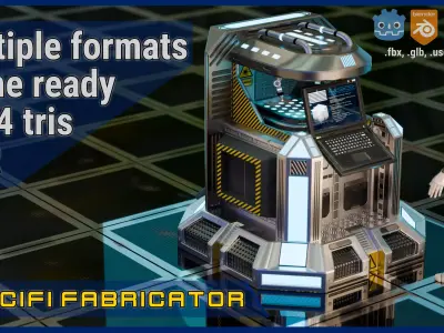 SciFi Fabricator Crafting Station - Game-Ready Low-Poly 3D Model Low-poly 3D model