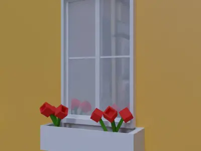 Low poly window 4 Cartagena Low-poly 3D model