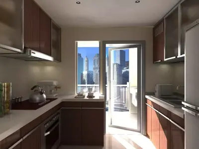 modular kitchen Low-poly 3D model purchase