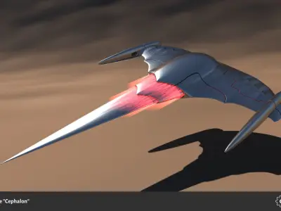 Spaceship Drone Cephalon Low-poly 3D model