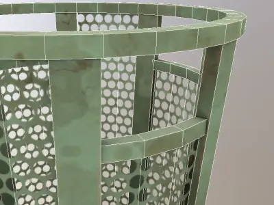 Trash metal can with holes in it Low-poly 3D model