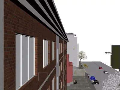 Modern Boutique Hotel Exterior Urban Street View 3D model