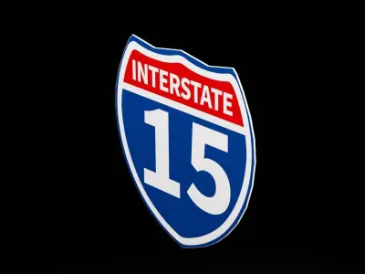 Street Sign Interstate Low-poly 3D model