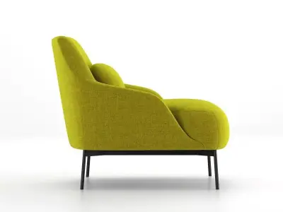 Armchair lounge chair in lime with legs 3D model