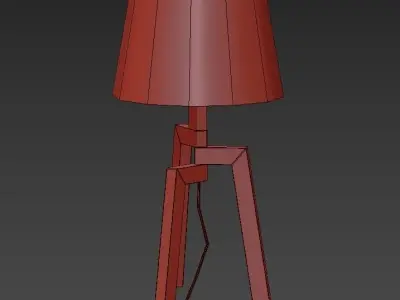Stilt table lamp with wooden legs and shade 3D model