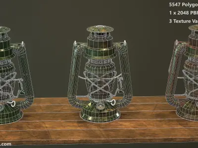 Oil Lantern - 3 texture variations  Low-poly 3D model