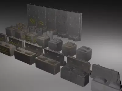 Concrete Barriers Pack  Low-poly 3D model
