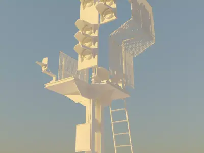 Railway Traffic Light Low-poly 3D model