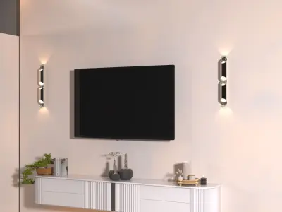 Modern Minimalist TV Wall -Functional TV Wall Design 3D model