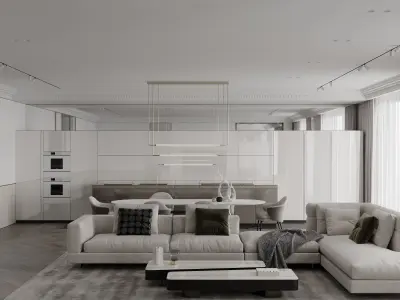 Living Room Interior Scene for 3DMAX and Corona  3D model 3D model