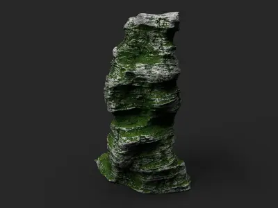 Mossy Cliff Rock 23-1 Low-poly 3D model