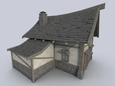 Medieval house Low-poly 3D model 23