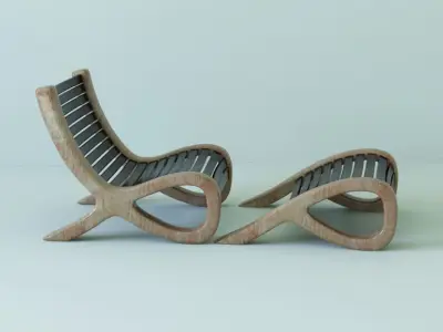 Chair with ottoman Low-poly 3D model