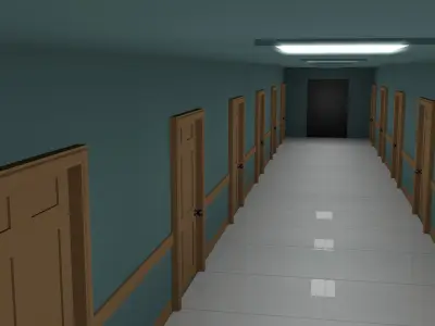 Hotel Corridor Low-poly 3D model