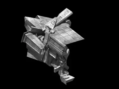 Game Dungeon - damaged pillars 02 3D model