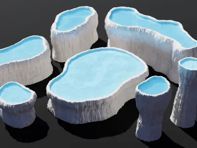Travertine Terrace Pools - 3D Modular Asset Pack 3D model