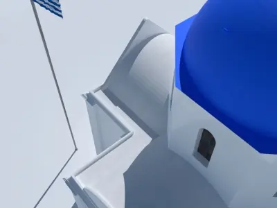 Blue Dome Church in Santorini Low-poly 3D model