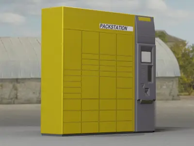 Packstation Object -4- Packstation with touchpad interface Low-poly 3D model