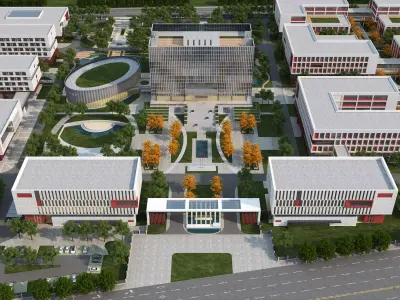 School Building04 Low-poly 3D model