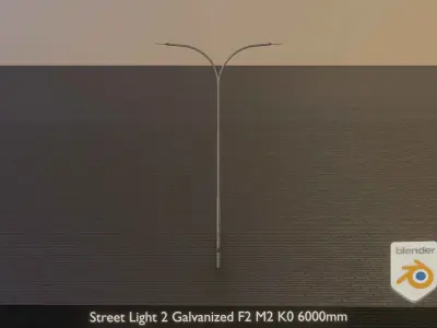 Street Light 2 Galvanized F2 M2 K0 6000mm Low-poly 3D model