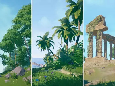Stylized environment pack Low-poly 3D model