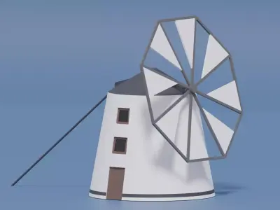 Cartoon Spanish Windmill 3D model