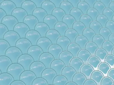 Green Teal Fan Pattern Fish Scale Ceramic Tiles PBR Seamless Texture