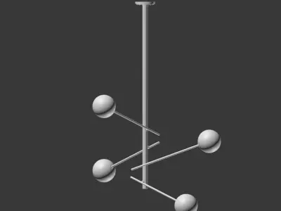 Aksel 4 Light Pendant in Black and Gold 3D model