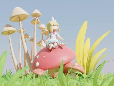 ALICE with a shroomm Low-poly 3D model