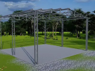 Metal Truss Shed 3D model