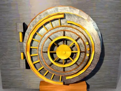 bank vault steel safe box Low-poly 3D model